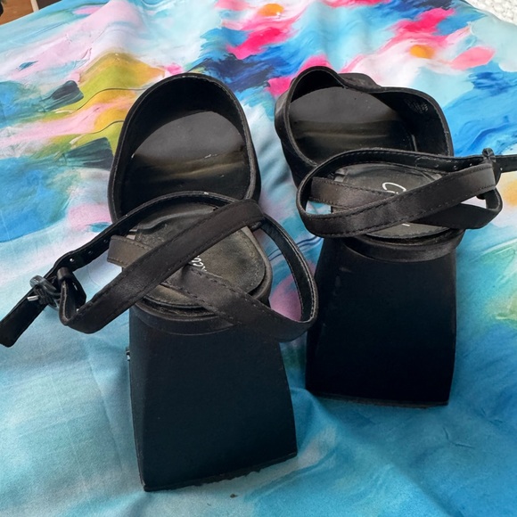 CIRCUS NY by Sam Edelman Black 1” Platform Miranda Open Heeled Peep Toe Heels - Picture 4 of 8